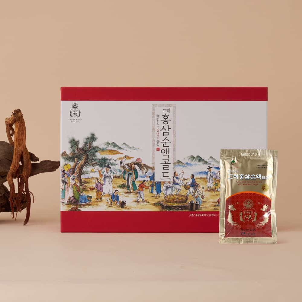 Sản phẩm Nước Ép Hồng Sâm Thuần Túy Cao Cấp Hongsam Sunaek Gold (Hộp 30 Túi x 80ml) của Kanggae Sangin
